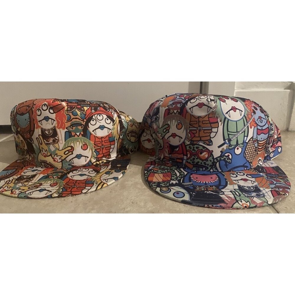 (2) The Monsters Style SnapBack Hat Cap Neon Print Anime Kasing Lung Pop Mart